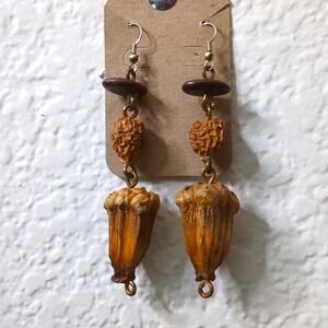 Wood acorn earrings